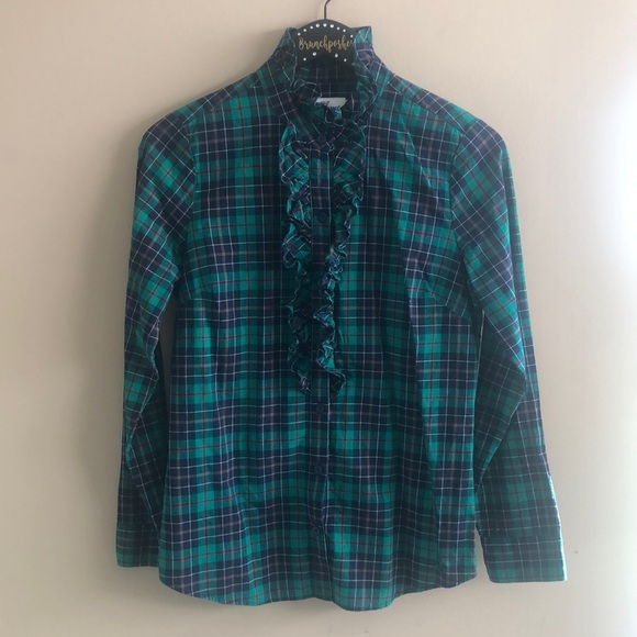 Vineyard Vines Holly Plaid Ruffle Button Down Shirt - Picture 1 of 8